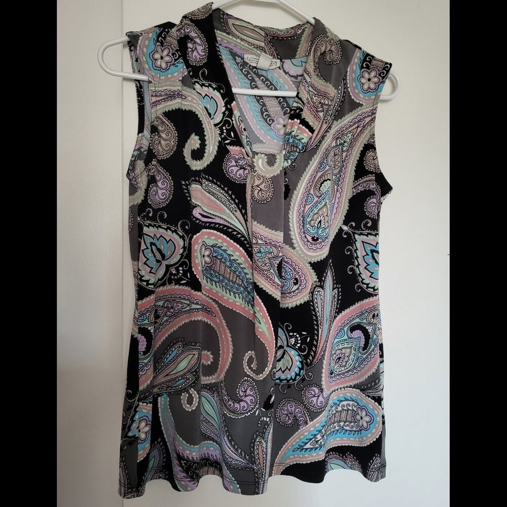 Dana Buchman S Sleeveless Top - Paisley, Knot Front